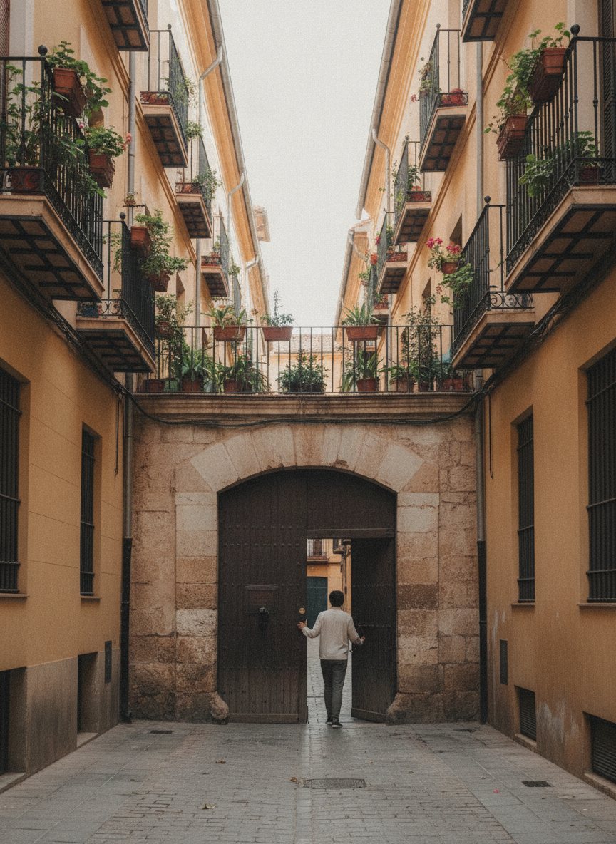 The door of a residential building in Valencia