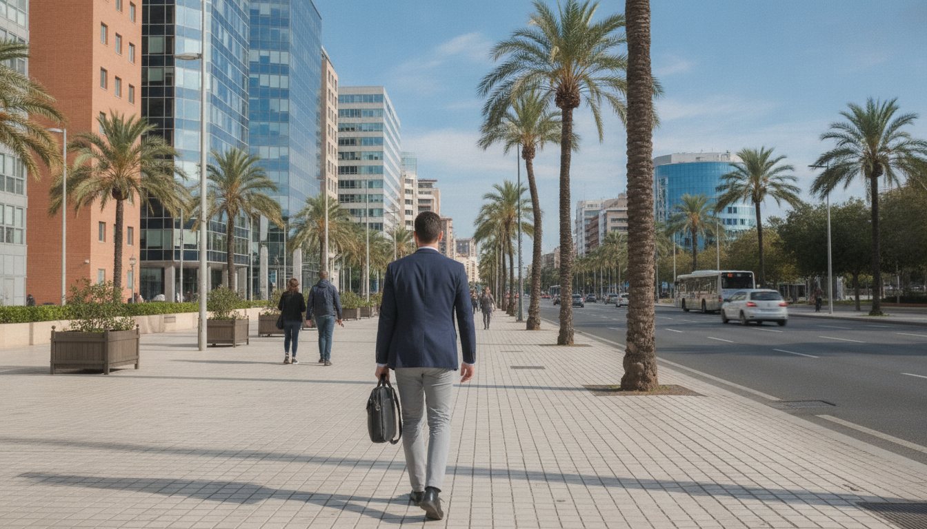 En route vers le travail à Valencia