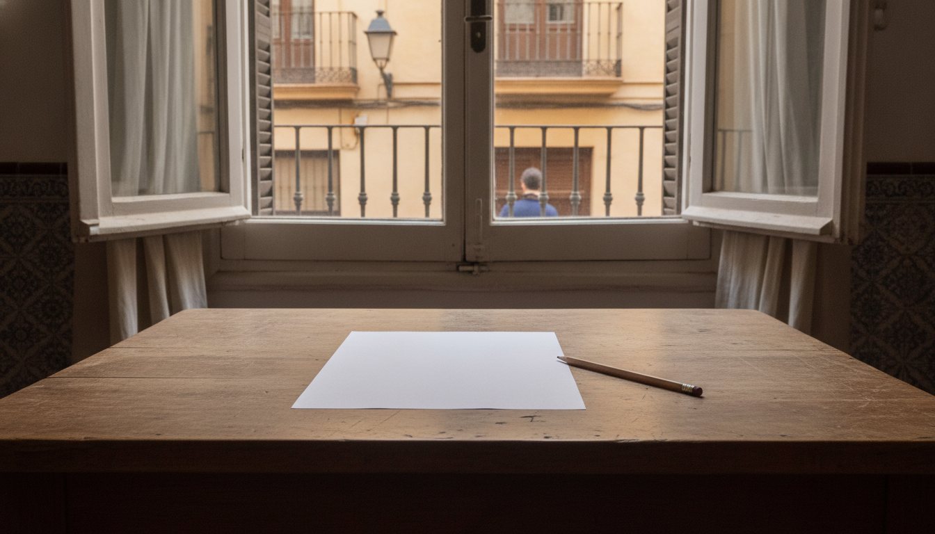 A blank sheet in the window light